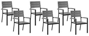 Set di 6 sedie da giardino in alluminio grigio e Nero resistenti agli agenti atmosferici Beliani