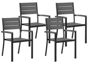 Set di 4 sedie da giardino in plastica grigia con struttura in alluminio e patio moderno Beliani