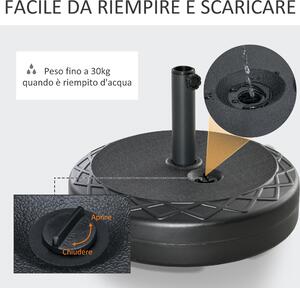 Outsunny Base per Ombrellone Rotonda Φ55cm in Plastica da 30kg per Pali da 38-48mm Nero