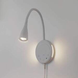Lindby Lampada a LED da lettura Zayna, bianca, in plastica, dimmerabile