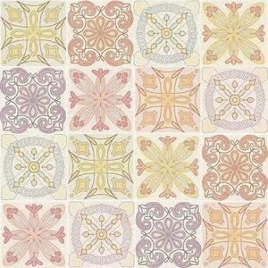 Carta da parati Ornamenti di piastrelle geometriche colorate, Parati fiori e piante classici, a00284 : Uwalls.it