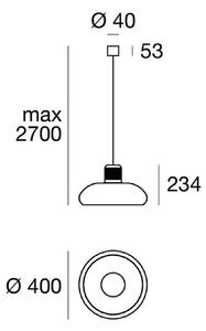 Stilnovo lampada LED a sospensione Trepiù, bianco/nero, Ø 40 cm