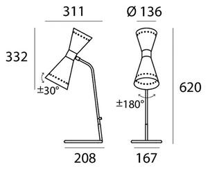 Stilnovo lampada da tavolo Megafono, avorio, 62 cm, metallo