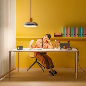 Stilnovo lampada LED a sospensione Trepiù, colore cromo/giallo, Ø 40 cm