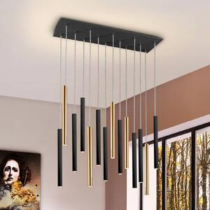 Schuller Valencia Lampada LED a sospensione Varas dimmerabile, 14 alette, oro/nero, metallo
