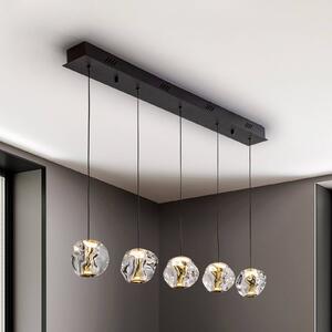 Schuller Valencia Lampada LED a sospensione Zaria, a 5 luci, nera, trasparente, metallo, acrilico