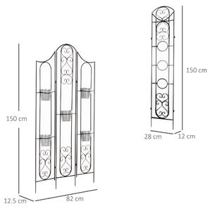 Outsunny Portapiante Verticale Pieghevole con 5 Vasi da Esterno in Metallo, 82x12.5x150cm, Nero