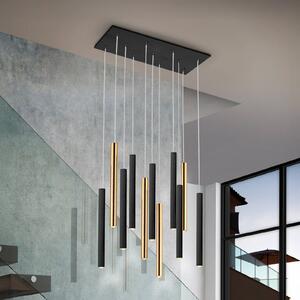 Schuller Valencia Lampada LED a sospensione Varas dimmerabile, a 11 luci, oro/nero, metallo