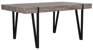 Tavolo da pranzo Piano in legno scuro Gambe a forcina in metallo Nero 150 x 90 cm Stile industriale rettangolare Beliani