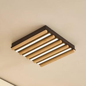 Lindby Plafoniera LED Firka, bianco, legno, 42 cm, CCT, dimmerabile