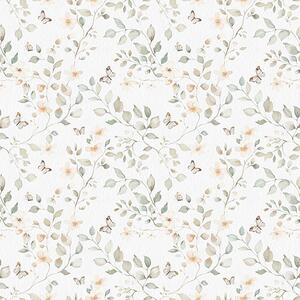 Carta da parati Rami leggeri con foglie e fiori in piccola ripetizione, Parati fiori e piante classici, a00343 : Uwalls.it