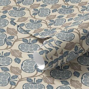 Carta da parati Motivo simmetrico con elementi blu e beige, Parati fiori e piante classici, a00360 : Uwalls.it