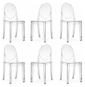 MELODIE - set di 6 sedie in policarbonato trasparente