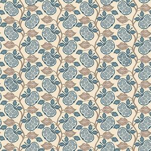 Carta da parati Motivo simmetrico con elementi blu e beige, Parati fiori e piante classici, a00360 : Uwalls.it