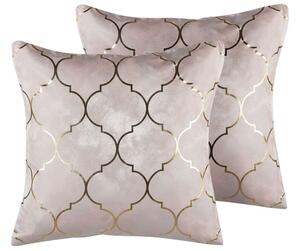 Set di 2 cuscini decorativi motivo quadrifoglio rosa 45 x 45 cm stampa trifoglio marocchino glamour Beliani