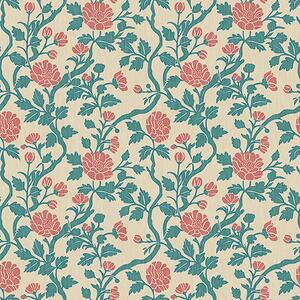 Carta da parati Fiori rosa ornamentali su sfondo beige, Parati fiori e piante classici, a00414 : Uwalls.it
