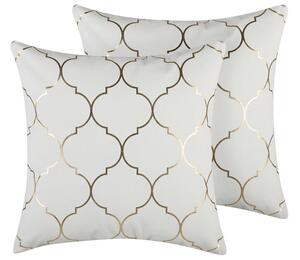 Set di 2 cuscini decorativi in cotone bianco 45 x 45 cm motivo quadrifoglio stampa trifoglio marocchino accessori glamour arredamento Beliani