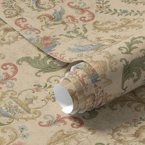 Carta da parati Ornamento vintage con grifoni, fiori e figure, Parati animali classici, Parati animali uccelli classici, a00402 : Uwalls.it