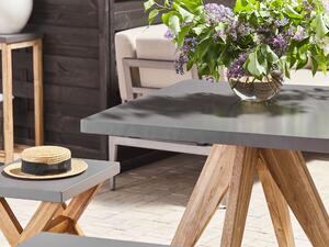 Tavolo da Pranzo da Giardino con Piano in Cemento in Legno di Acacia 90 x 90 cm Beliani