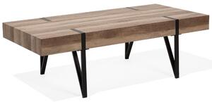 Tavolino da caffè Piano Marrone Gambe a Forcella in Metallo Nero 110 x 60 cm Stile Industriale Rettangolare Beliani