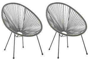 Set di 2 sedie da giardino Papasan in rattan sintetico grigio scuro moderno Beliani
