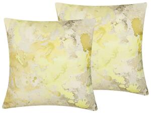 Set di 2 cuscini decorativi giallo motivo astratto quadrato 45 x 45 cm accessori per arredamento moderno Beliani