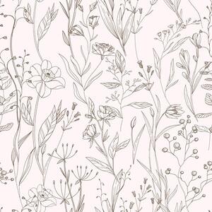 Carta da parati Fiori selvatici minimalisti", Parati fiori e piante classici, a00417 : Uwalls.it