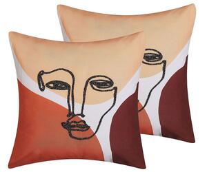 Set di 2 cuscini decorativi con motivo viso Multicolore 45 x 45 cm Accessorio per la casa Beliani