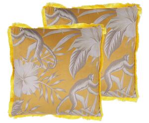 Set di 2 cuscini decorativi animalier giallo 45 x 45 cm moderno Glamour Decor accessori Beliani