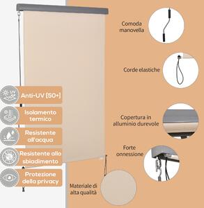 Outsunny Tenda Avvolgibile Parasole con Manovella, Installazione a Muro o Soffitto, 120x200cm, Beige