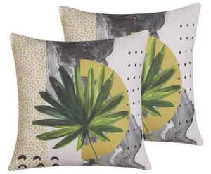 Set di 2 cuscini decorativi multicolore 45 x 45 cm Set di 2 cuscini decorativo per la casa con stampa di foglie Accessorio morbido per la casa Beliani