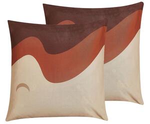 Set di 2 cuscini decorativi Multicolore 45 x 45 cm motivo a onde quadrato accessorio per la casa Beliani