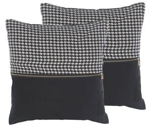 Set di 2 cuscini decorativi in bianco e nero 45 x 45 cm motivo a quadri allegro accessori per arredamento moderno Beliani