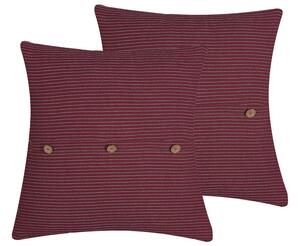 Set di 2 cuscini decorativi rossi 43 x 43 cm Bottoni a righe Cuscino per la casa Accessorio morbido per la casa Beliani