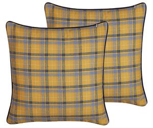 Set di 2 cuscini decorativi multicolore 45 x 45 cm motivo a scacchi cuscino per la casa morbido accessorio Beliani