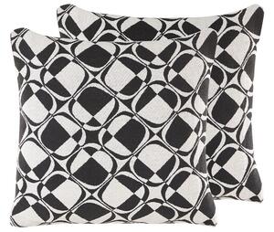 Set di 2 cuscini decorativi in bianco e nero 45 x 45 cm in cotone rimovibili con imbottitura in poliestere Beliani