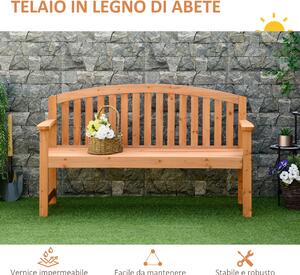 Outsunny Panchina da Giardino 3 Posti in Legno di Abete con Seduta a Doghe, 140x50x85cm