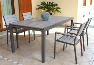 TRIUMPHUS - set tavolo in alluminio cm 180/240x100x73 h con 4 sedute