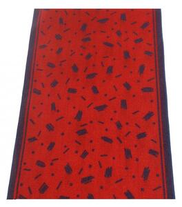 Tappeto guida rosso con disegni blu cm 71,5 1 mt