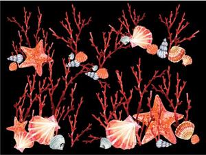 Tappeto in pvc con stampa coralli Nero 70x180