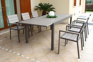 TRIUMPHUS - set tavolo in alluminio cm 180/240x100x73 h con 6 sedute