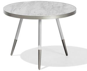 Tavolino da caffè in color marmo bianco con gambe in bianco/argento Beliani