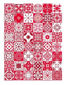 Tappeto pavimento con maioliche Vietri in pvc per tutti gli ambienti Rosso 60x80