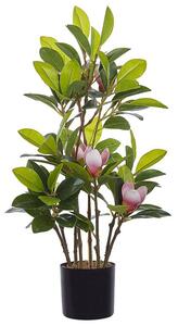 Magnolia artificiale in vaso in materiale sintetico verde e rosa 70 cm Accessorio decorativo per interni Beliani