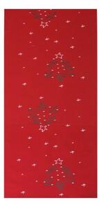 Guida rossa natalizia con disegni alberi di Natale