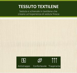 Outsunny Dondolo a 2 Posti da Giardino per Esterni con Tettuccio Regolabile e Seduta in Texteline, 140x118x162cm Beige