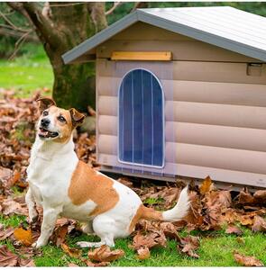 Cuccia per cani da esterno in legno di pino nordico ecologico con griglia di ventilazione