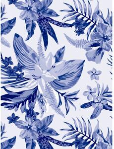Tappeto in pvc da interno con stampa fiori tropicali Blu 70x180