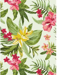 Tappeto in pvc da interno con stampa fiori tropicali Verde 60x80