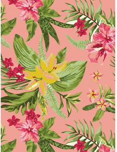 Tappeto in pvc da interno con stampa fiori tropicali Rosa 60x80